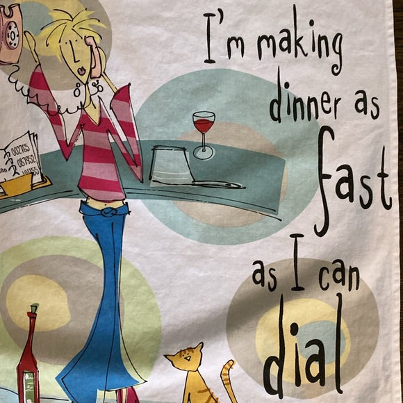 Born To Shop Novelty Tea Towel I’m Making Dinner as Fast as I Can Dial - Picture 4 of 9